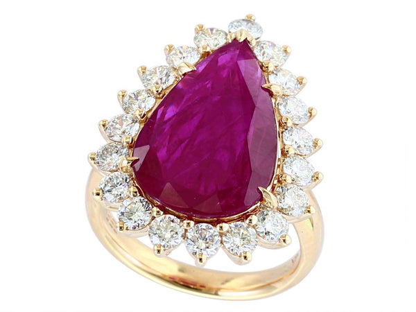 EFFY 14K YELLOW GOLD DIAMOND,NATURAL RUBY RING