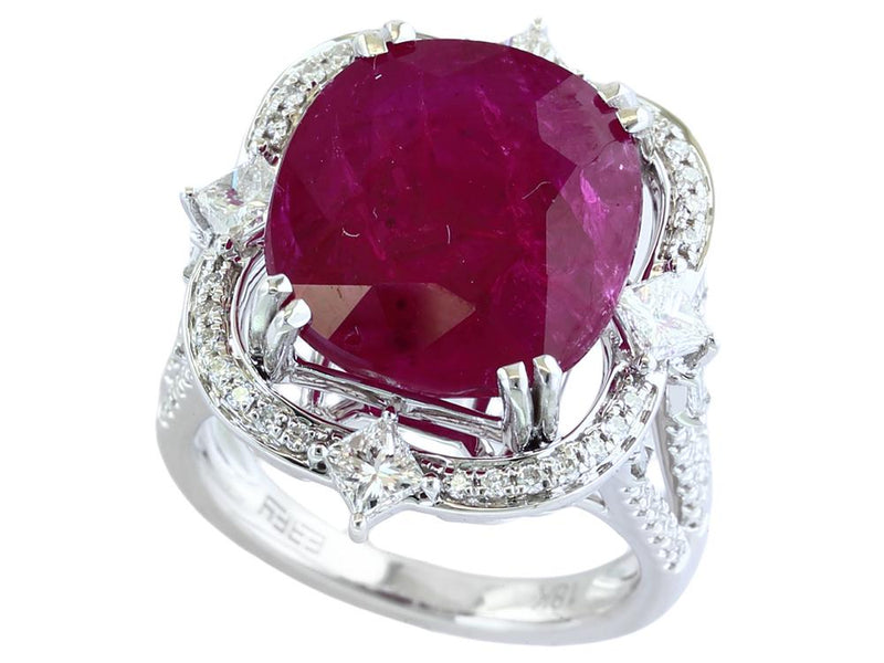 EFFY 18K WHITE GOLD NATURAL RUBY RING