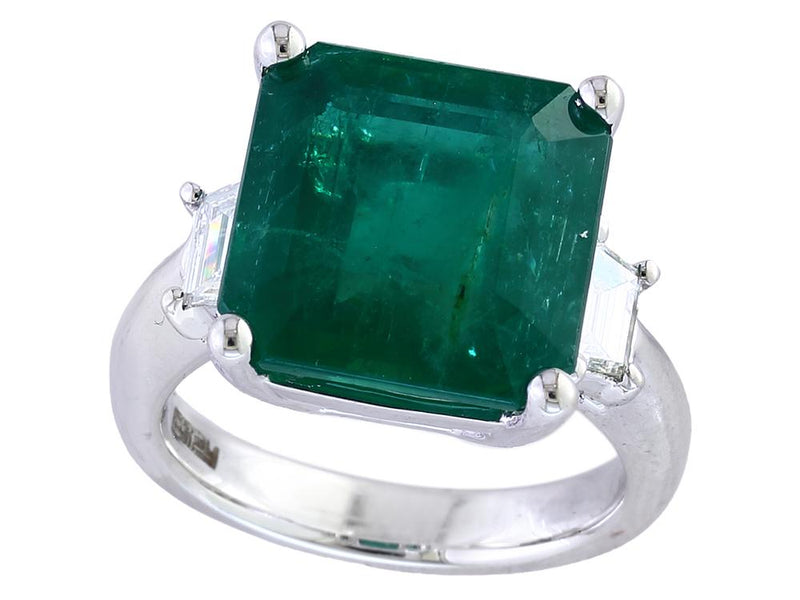 EFFY 18K WHITE GOLD NATURAL EMERALD RING