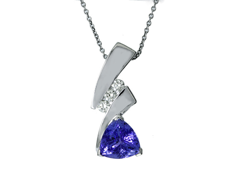 EFFY 14K WHITE GOLD DIAMOND,TANZANITE PENDANT