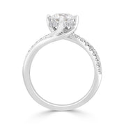 Double Row Pave Set Hidden Halo Round Engagement Ring