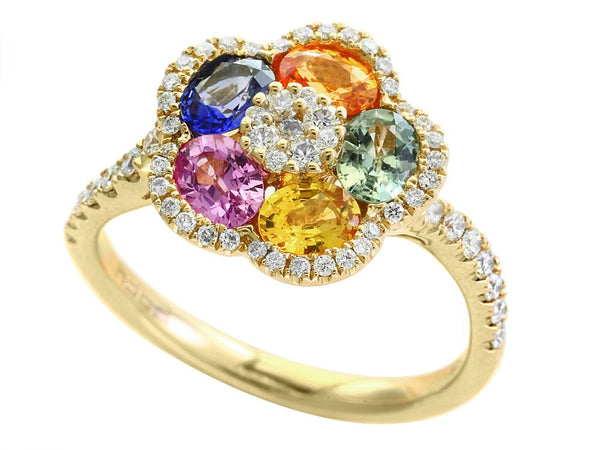 EFFY 14K YELLOW GOLD DIAMOND,NATURAL RUBY RING