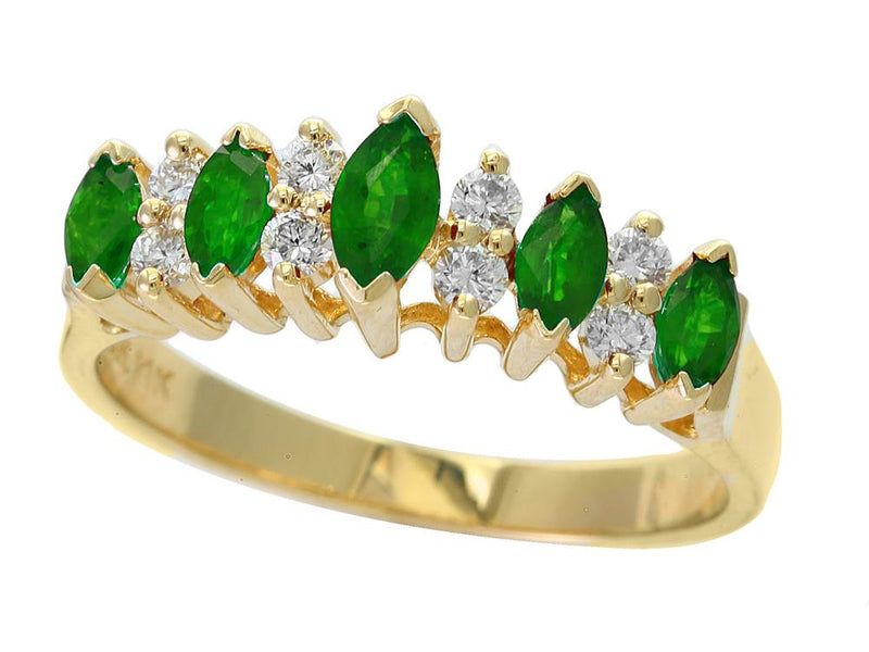 EFFY 14K YELLOW GOLD DIAMOND,NATURAL EMERALD RING