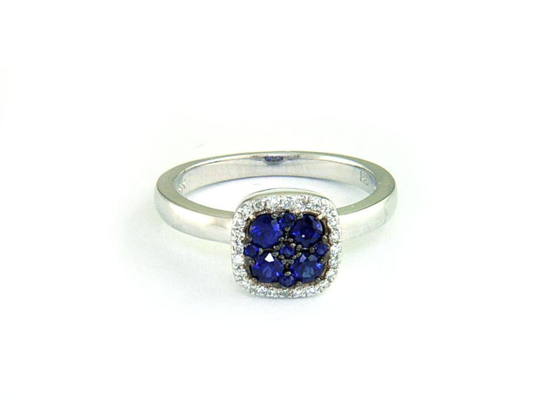 EFFY 14K WHITE GOLD DIAMOND,NATURAL SAPPHIRE RING