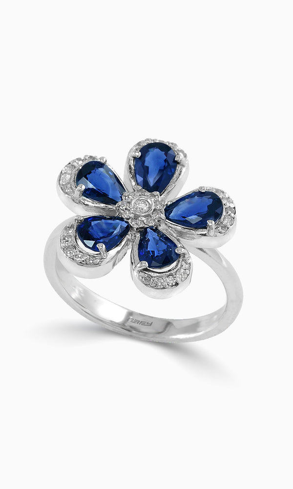 Effy 14K White Gold Diamond,Natural Sapphire Ring
