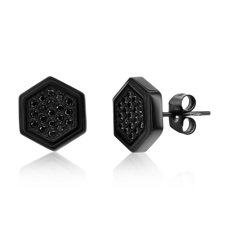 Stainless Steel, Hexagon CZ Suds - Black Plated