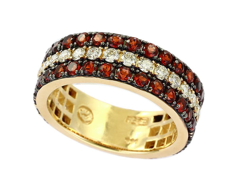 EFFY 14K YELLOW GOLD DIAMOND,GARNET RING