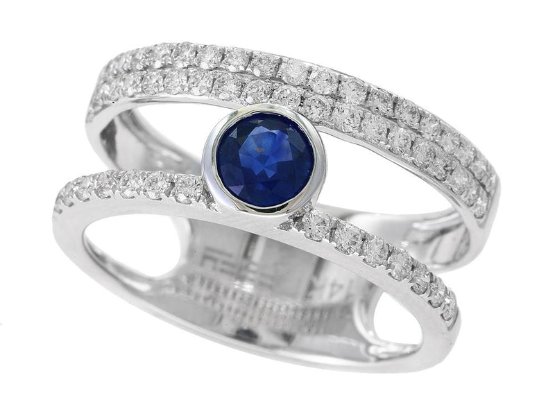 EFFY 14K WHITE GOLD DIAMOND,NATURAL SAPPHIRE RING