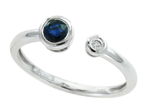 EFFY 14K WHITE GOLD DIAMOND,NATURAL SAPPHIRE RING