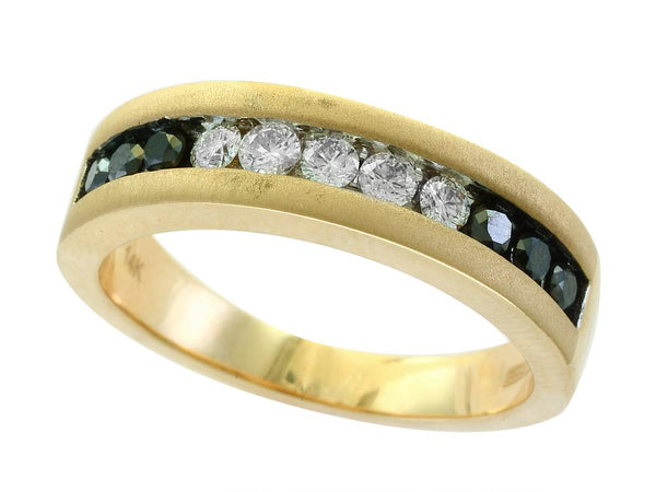 EFFY 14K YELLOW GOLD DIAMOND,BLACK DIAMOND, RING