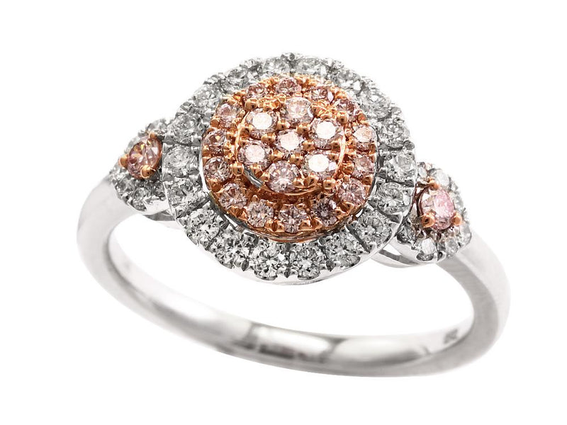 EFFY 14K WHITE and ROSE GOLD DIAMOND,NATURAL PINK DIAMOND RING