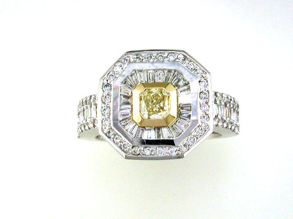 EFFY 14K WHITE and YELLOW GOLD DIAMOND,NATURAL YELLOW DIAMOND, RING