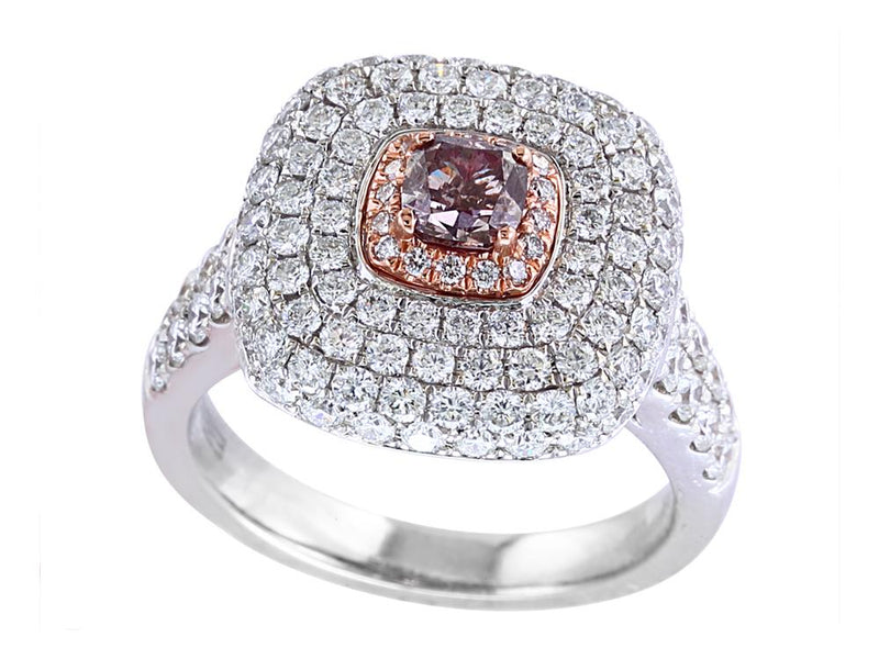 EFFY 14K WHITE and ROSE GOLD DIAMOND,PINK DIAMOND, RING (WITH  .50  CENTER SIZE) CENTER SIZE: .50