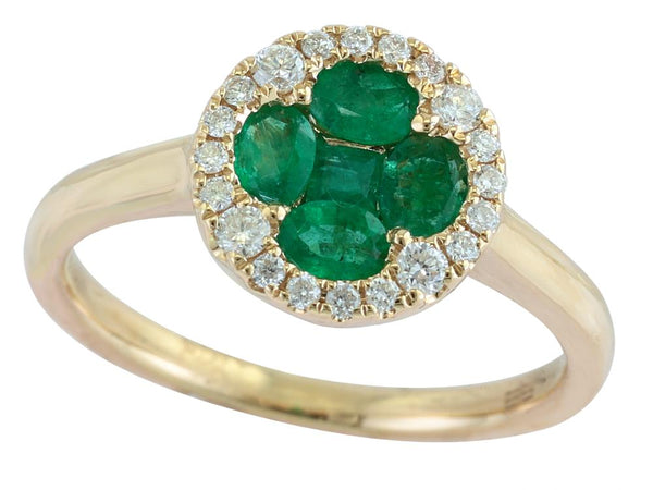 EFFY 14K YELLOW GOLD DIAMOND,NATURAL EMERALD RING