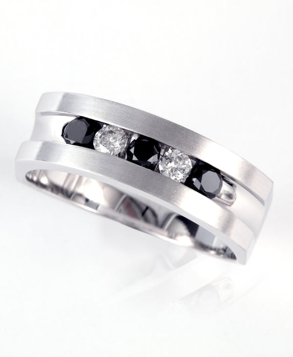 Effy 14K White Gold Diamond,Black Diamond, Ring