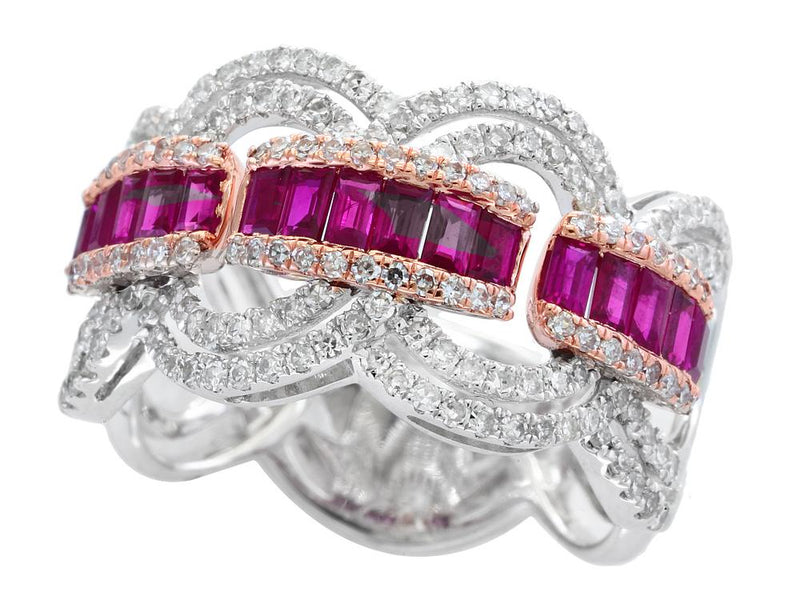 EFFY 14K-W/R DIAMOND,NATURAL RUBY RING