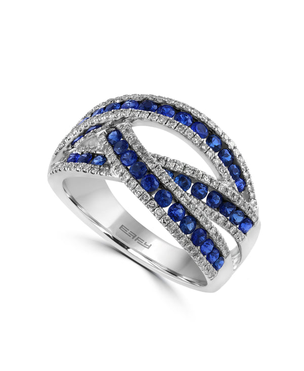Effy 14K White Gold Diamond,Natural Sapphire Ring