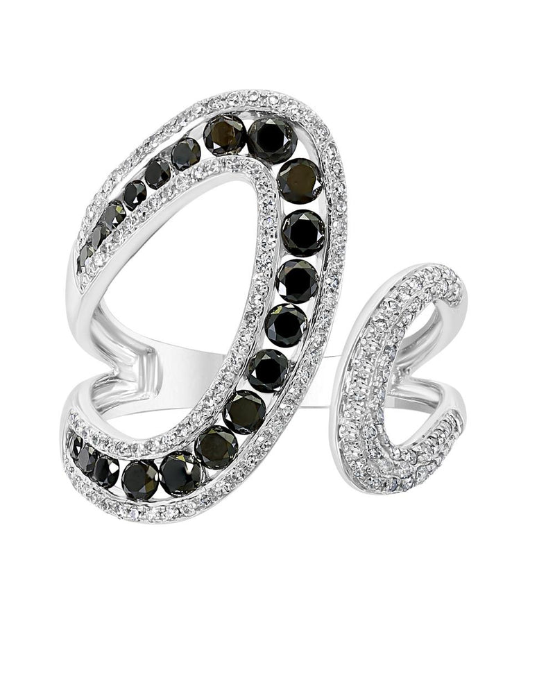 EFFY 14K WHITE GOLD DIAMOND,BLACK DIAMOND, RING