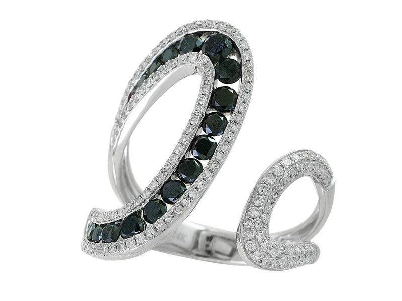 EFFY 14K WHITE GOLD DIAMOND,BLACK DIAMOND, RING