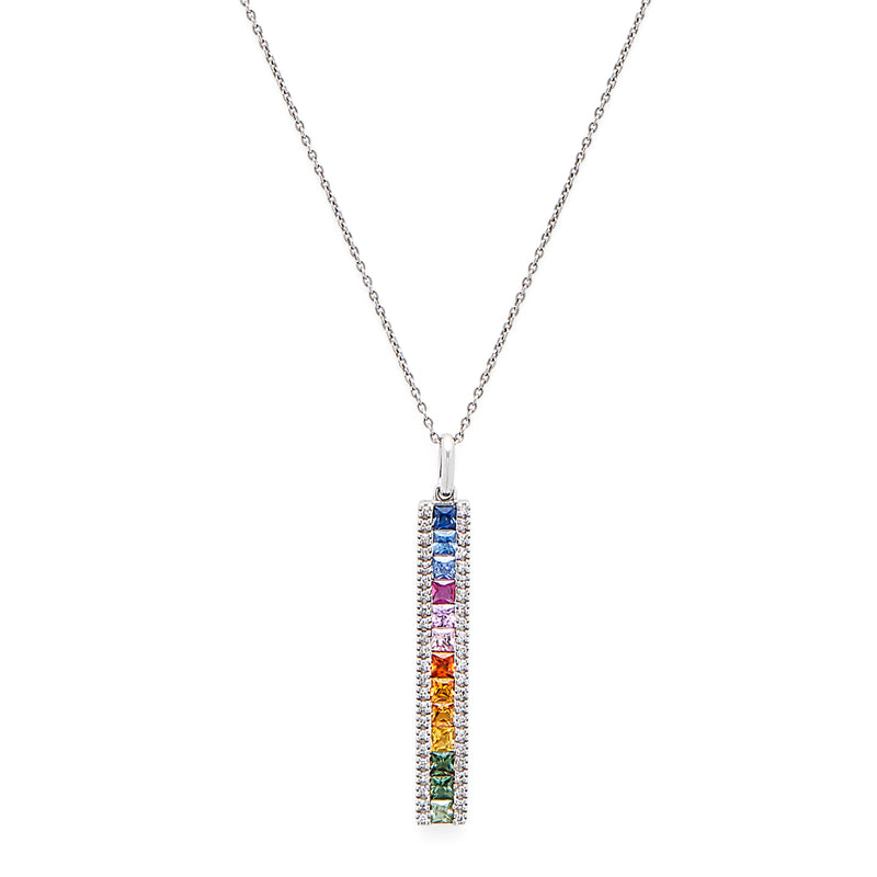 Effy 14K White Gold Diamond, Natural Ceylon Sapphire, Orange Sapphire, Pink Sapphire, Tsavorite, Yellow Sapphire Pendant