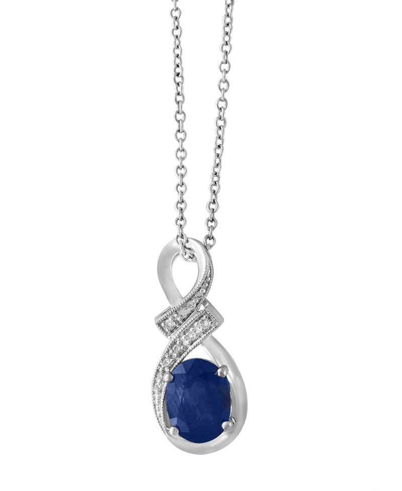 Effy 14K White Gold Diamond,Natural Sapphire Pendant