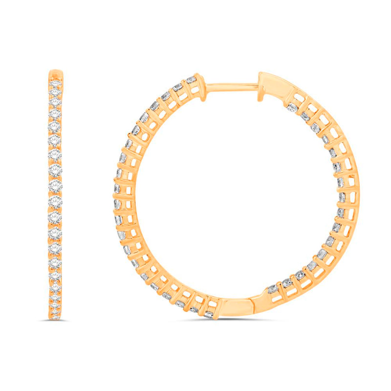 10KT ALL YELLOW GOLD 1.02 CARAT CLASSIC HOOPS-0132167-ALY