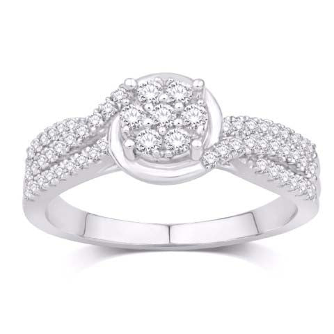 10KT WHITE GOLD 0.46 CARAT ROUND LADIES RING-0232179-WG