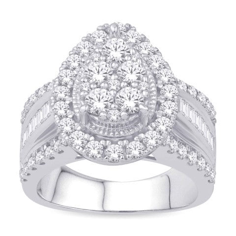 10KT WHITE GOLD 2.00 CARAT PEAR LADIES RING-0232189-WG