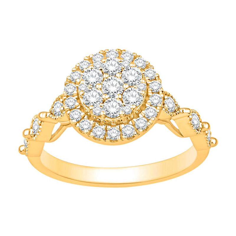 10KT ALL YELLOW GOLD 0.73 CARAT ROUND LADIES RING-0232222-ALY
