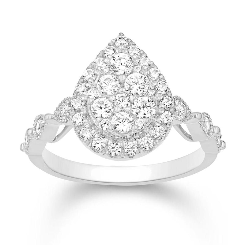 10KT WHITE GOLD 0.76 CARAT PEAR LADIES RING-0232223-WG