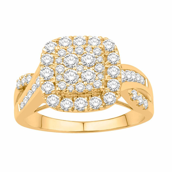 10KT ALL YELLOW GOLD 1.02 CARAT CUSHION LADIES RING-0232224-ALY