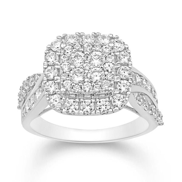 10KT WHITE GOLD 1.49 CARAT CUSHION LADIES RING-0232238-WG