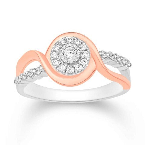 14K TWO-TONE (WHITE AND ROSE) 0.21 CARAT BYPASS LADIES RING-0232279-WR