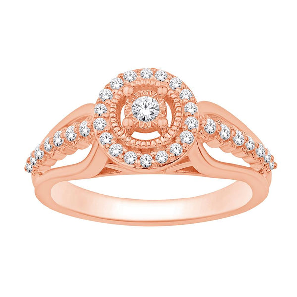 14K ROSE GOLD 0.30 CARAT MILGRAIN HALO LADIES RING-0232296-RG