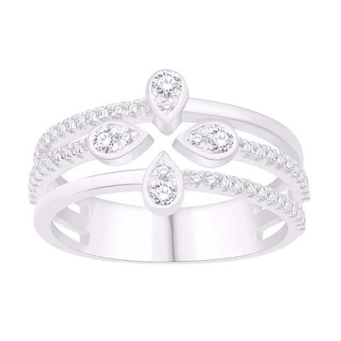 14K WHITE GOLD 0.40 CARAT FLOWER LADIES RING-0232447-WG