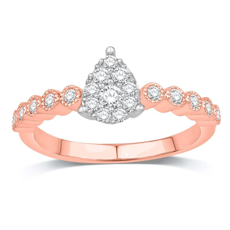 10KT ROSE GOLD 0.36 CARAT PEAR LADIES RING-0232848-RG