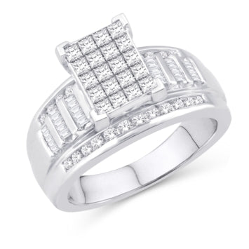 10KT WHITE GOLD 0.50 CARAT SQUARE LADIES RING-0232912-WG