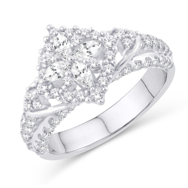 14K WHITE GOLD 1.00 CARAT DESIGNER LADIES RING-0232938-WG