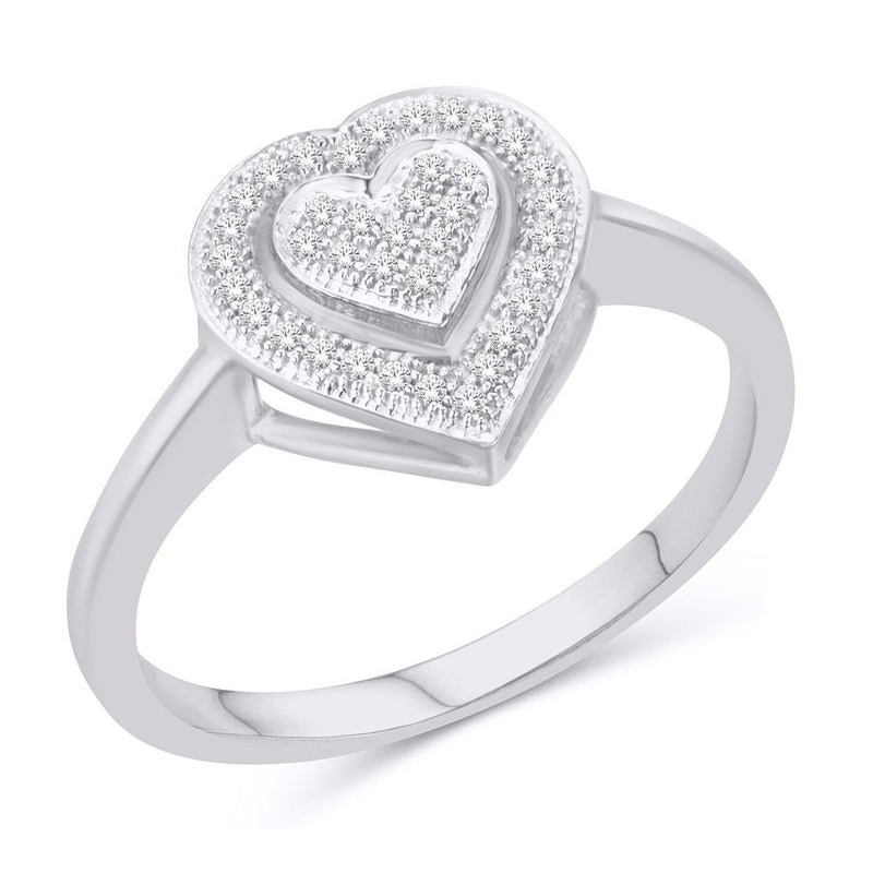 10KT WHITE GOLD 0.10 CARAT HEART LADIES RING-0237029-WG