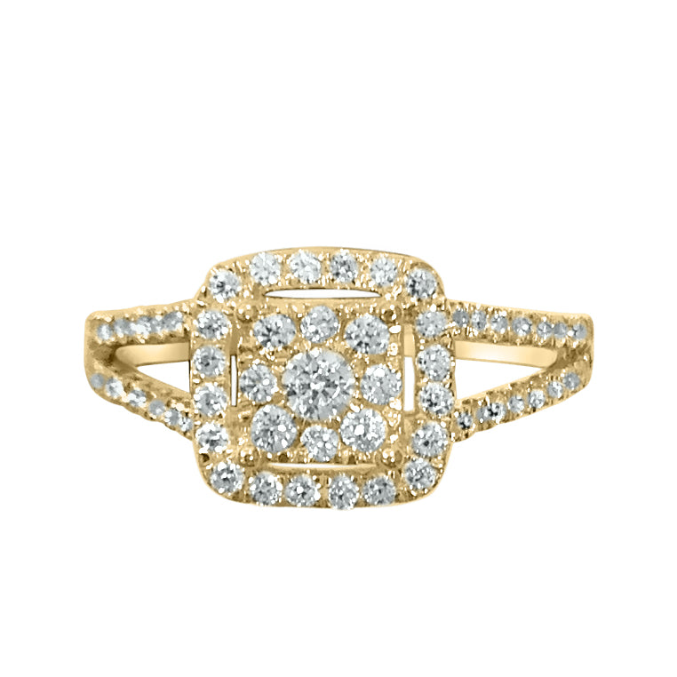 10KT YELLOW GOLD 0.73 CARAT CUSHION LADIES RING-0242339-YG