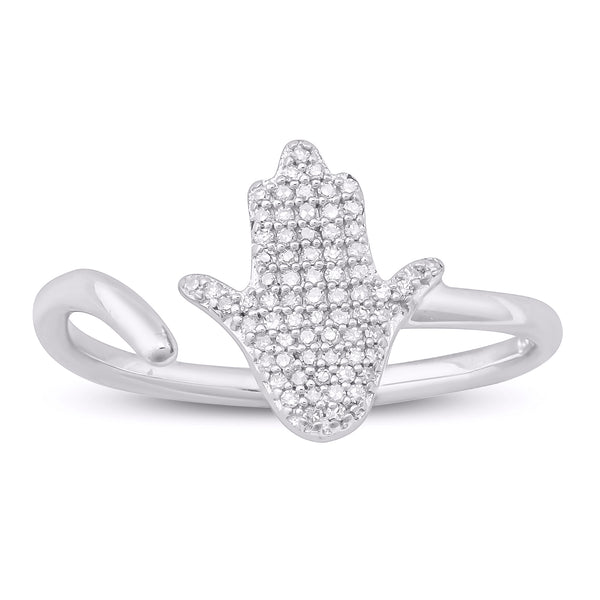 10KT WHITE GOLD 0.12 CARAT HAMSA LADIES RING-0242342-WG