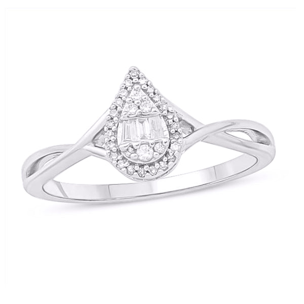 14K WHITE GOLD 0.10 CARAT PEAR LADIES RING-0242348-WG