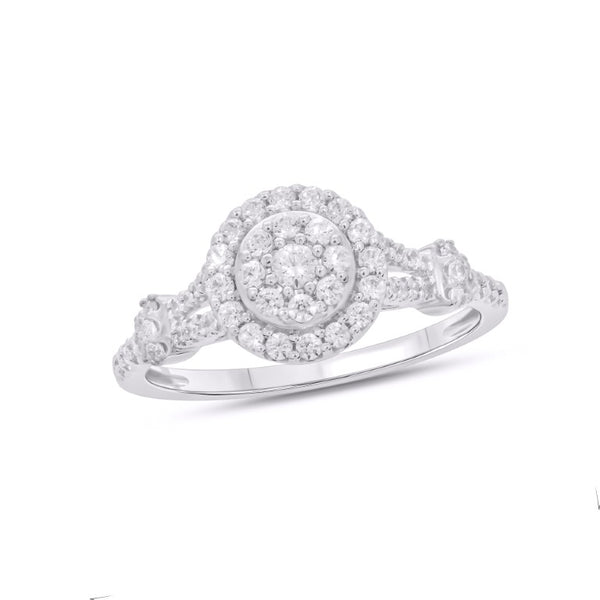 14K WHITE GOLD 0.52 CARAT ROUND LADIES RING-0242358-WG