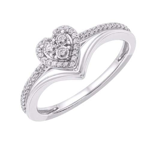 10KT WHITE GOLD 0.20 CARAT HEART LADIES RING-0242363-WG