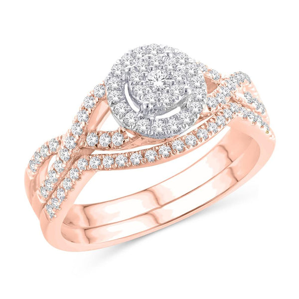 14K ROSE GOLD 0.50 CARAT ROUND GLITTERA BRIDAL RING-0525250-RG