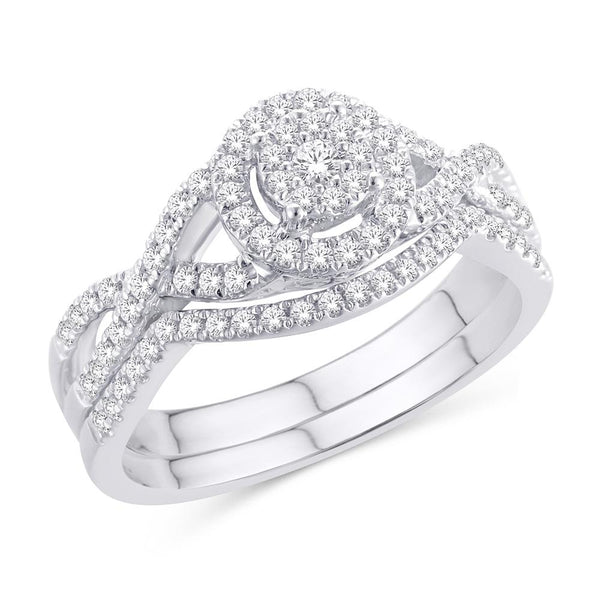 14K WHITE GOLD 0.50 CARAT ROUND GLITTERA BRIDAL RING-0525250-WG