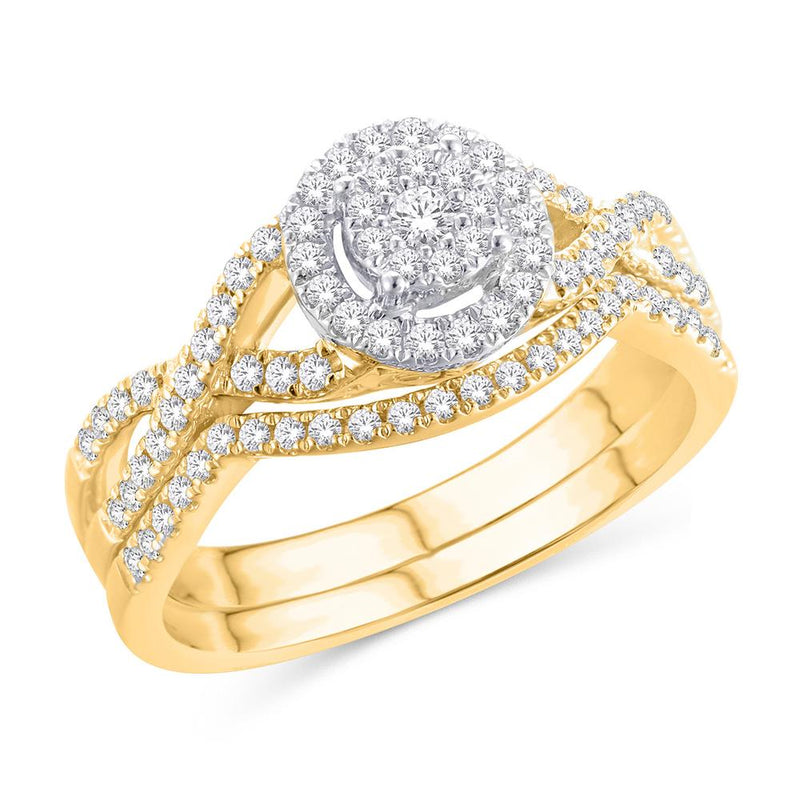 14K YELLOW GOLD 0.50 CARAT ROUND GLITTERA BRIDAL RING-0525250-YG