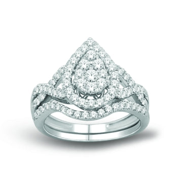 14K WHITE GOLD 0.50 CARAT PEAR BRIDAL RING-0525254-WG