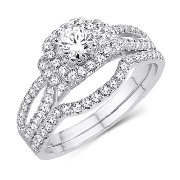 14K WHITE GOLD 1.10 CARAT CUSHION BRIDAL RING-0525406-WG