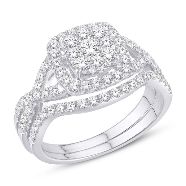 14K WHITE GOLD 1.00 CARAT CUSHION BRIDAL RING-0525519-WG